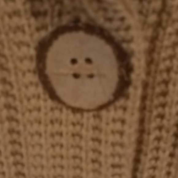 NWOT C•M•C 100% cotton tan s/s cardigan w side pockets & 5 big buttons Sm - Picture 6 of 12